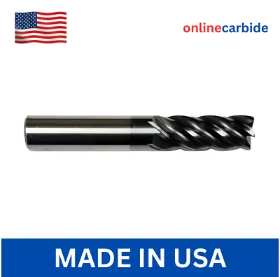 1/2  5 FLUTE STUB CARBIDE END MILL - .030 CORNER RADIUS - AlCrN COATED • $38.95