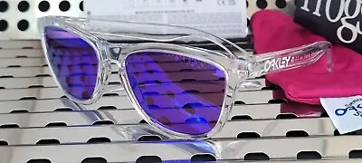 New Oakley FROGSKINS Sunglasses 9013-H755 Gloss Clear W/ Prizm Violet Iridium • $139.95