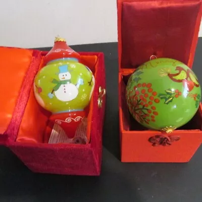 $35 • Buy Lot Of 2.  Li Bien Glass Christmas Ornament With Case. Pier One.  Free Shipping.