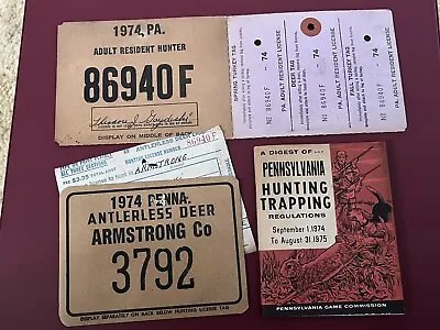 Vintage 1974-75 Pennsylvania Resident Hunter License & Antlerless With Booklet • $7.99