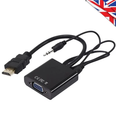 £5.08 • Buy HDMI To VGA AUDIO Adapter Cable Converter For PC Laptop Monitor TV HD 1080p