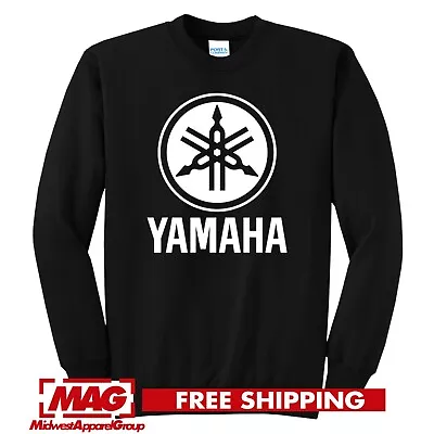 YAMAHA BLACK CREWNECK Racing Motocross Sweatshirt ATV Logo JDM R1 Motorcycle R6 • $29.99