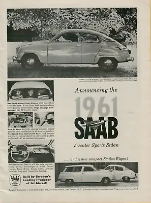 1961 SAAB 5-Seater Sports Sedan Compact Station Wagon Photo VINTAGE PRINT AD • $10.99