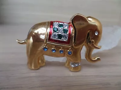 Vintage Cabouchon Elephant Brooch 18ct Gold Plated. • £11