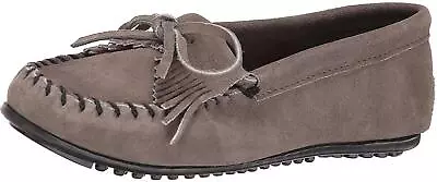 Minnetonka Womens Kilty Moccasin - Grey - 9 M US • $46.49