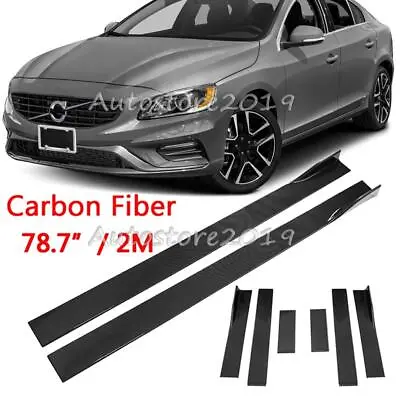 For Volvo S60 2011-23 Carbon Fiber Side Skirt Rocker Panel Splitter Spoiler Lip • $62.95