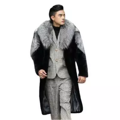 Mens Faux Mink Fur Parka Coats Outwear Furry Loose Lapel Thicken Warm Casual  • $102.64