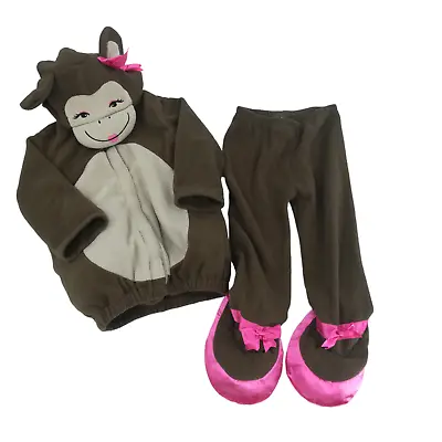 Old Navy Monkey Dress Up Halloween Costume Size 2T-3T Pink Bow Warm Hood Set • $23.70
