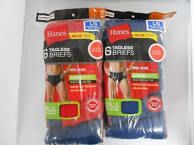 Hanes Men's Tagless Briefs 12-PACK COMFORTSOFT Assorted Colors S M L XL • $19.99