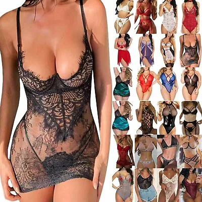 $15.29 • Buy Women Lace Lingerie Chemise Bodysuit Sexy Push-Up Bra Babydoll Dress Underwear
