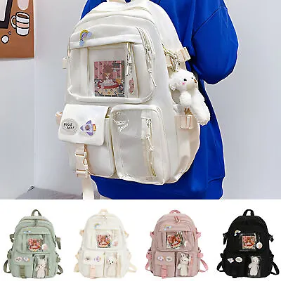 Kawaii Backpack School Bag For Girls Large Cute Backpack With Cute Accessory • £16.59