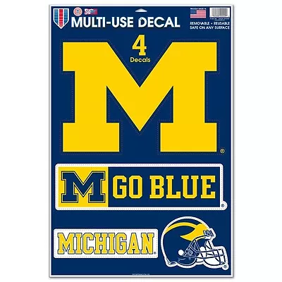 Michigan Wolverines Go Blue 4-pack Multi Use Removable Reusable Decals Wincraft • $14