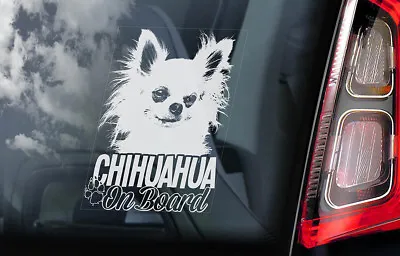 £3.50 • Buy CHIHUAHUA Car Sticker, Long Haired Dog Window Bumper Sign Decal Gift Pet - V05