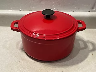 Red Cast Iron Enamel 5 Qt Stock Pot Dutch Oven Casserole Roasting Martha Stewart • $30