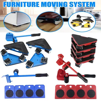 5pcs Heavy Furniture Lifter Mover 360° Rotation Wheels Moving Easy Lifting Tool • $25.64