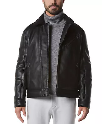 Marc New York Men's Asymmetrical Moto Jacket Faux-Shearling Collar Black 2XL XXL • $23.76