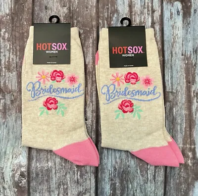 £5.89 • Buy Hot Sox Womens Beige Pink Size 9-11 BRIDESMAID Novelty Crew Socks Wedding Shower