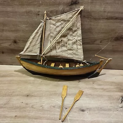 Pond Yacht Vintage Wooden Boat Model Sailing Boating Lovely Condition • $43.50