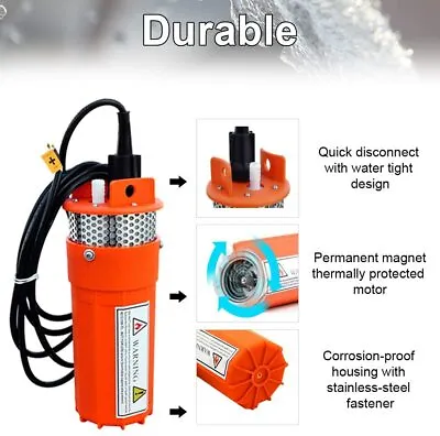 £79.99 • Buy 12V 70M Head Submersible Deep Well Solar Bore Water Pump Self-priming W Battery