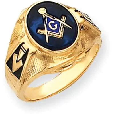 14K Yellow Gold Masonic Mens Ring Jewelry Size 10 • £739.54