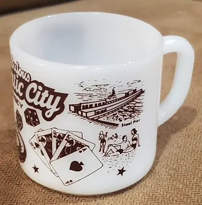 Vintage FEDERAL Milk Glass Mug Cup – “Fabulous Atlantic City New Jersey” 3 ¼” • $9.99