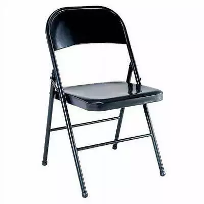 All-Steel Metal Folding Chair Double Braced Black Slip-Resistant • $15.10