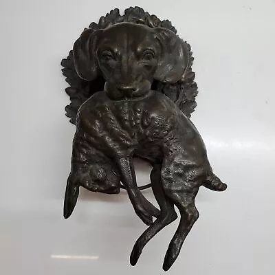 Hunting Dog & Hare Bronze Wall Sculpture Towel Loop Or Leash Holder • $77