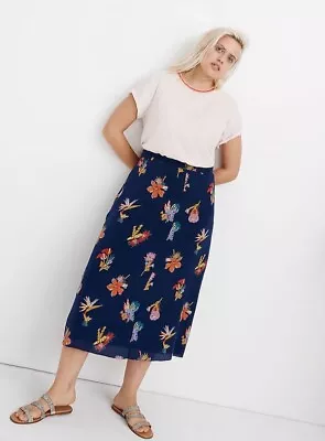 Madewell Atrium Midi Skirt In Bird Of Paradise/ Tropical Floral Womens 14 D20 • $19.95