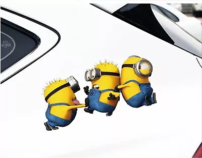 Cute Cartoon Three Minions Car Decal Car Sticker - 1pc • $6.99