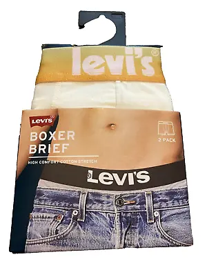 Levi's Men's Ombre Waistband Boxer Brief 2-Pack Marshmallow/Black Size Small. • £21