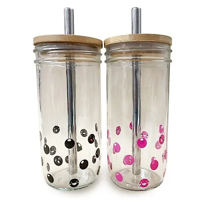 Pair Of Bubble Tea Mason Jars With Straws By Buddha Bubbles Boba • $27.99