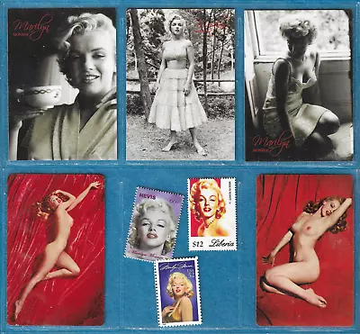 8 Piece MARILYN MONROE Card Lot 3 Trading Cards 3 Mint Postage Stamps Plus Two • $4.09