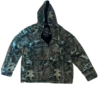 Mossy Oak Break Up Infinity Camo Zip Up Lined Hunting Jacket Hood Sz Men’s Med • $29.99