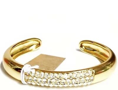 J.Crew Pave Crystal Open Cuff Bracelet Size Medium Large Gold Plated Brass NWT  • $32