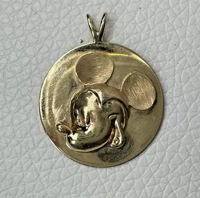 Vintage Disney 14k Mickey Mouse Head Pendant Yellow Gold 3D 5.2g 22mm • $549