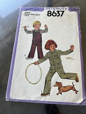 Vintage 70s SIMPLICITY #8637-CHILD'S OVERALLS & JACKET PATTERN • $4.99