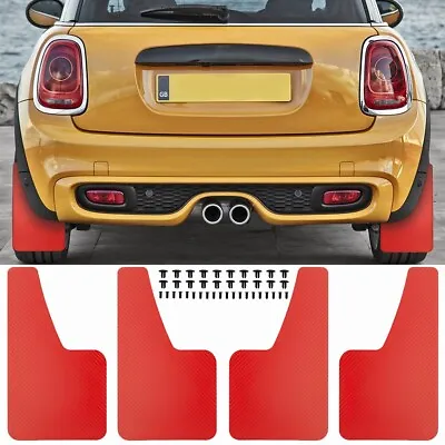 Red Mud Flaps For Mini Cooper JCW One Cooper Clubman S F56 F57 R55 R56 R60 F54 • $28.99