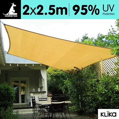 Wallaroo 2m X 2.5m Outdoor Sun Shade Sail Canopy - Sand Cloth Square • $36