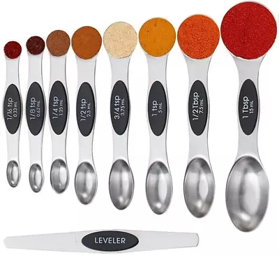 Magnetic Measuring Spoons 9 Piece Set Stainless Steel Teaspoon Magnetic Measure  • $17.11