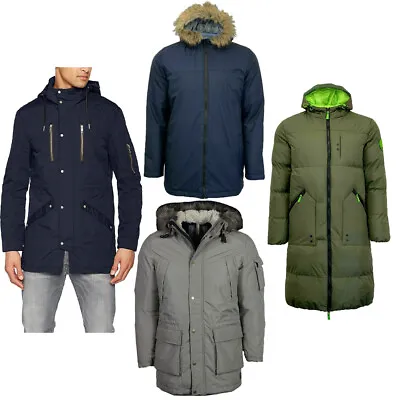 Men's Hooded Parka Padded Jacket Warm Winter Long Jackets Outwear Classic Coat • $47.30