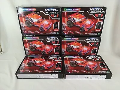 Laser Pegs Bundle Of 6 Red Racer 5 LED Lights & 185 Pieces Ages 8+ 4 In 1 - New • $106.46