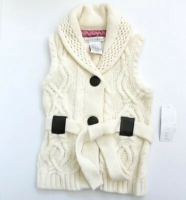 Maggie & Zoe Girls' Sleeveless Tie Belt Cable Knit Button Down Cardigan Size 2T • $19.80