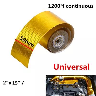 For 2`x15 'Gold Intake Heat Reflective Tape Wrap Self-adhesive High Temperature • $10.44