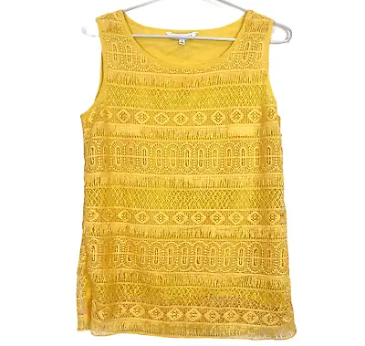 W Lane Womens Size 8 Yellow Tassle Blouse Singlet Top With Side Zipper • $16