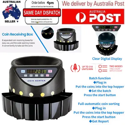 Australian Coin Sorter Counter Automatic Electronic Count Machine Digitl Display • $175.99