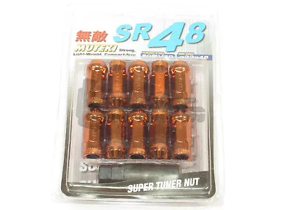 Muteki SR48 Extended Open Ended Wheel Tuner Lug Nuts Chrome Orange 12x1.5mm NEW • $76.53
