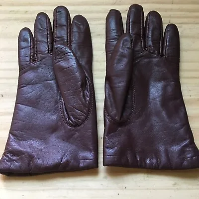 Vintage 1960s Van Raalte Genuine Leather Fashion Gloves Size S Color Brown-Red • $22.99