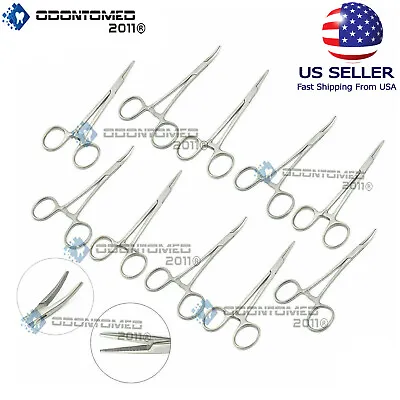 10 Pcs Mosquito Hemostat Locking Forceps 5 Curved & 5 Straight Stainless Steel • $15.05