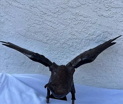 Vintage Large Heavy Bronze Metal Eagle Statue Trophy Articulated Wings *No Stand • $79.99