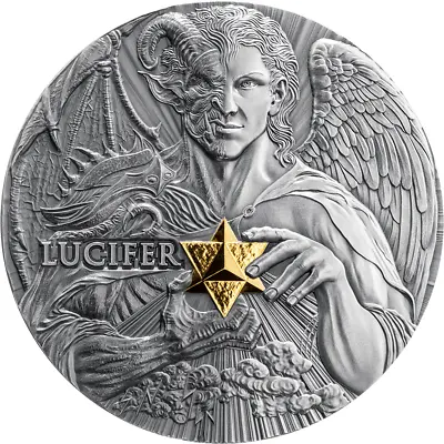 2023 Cameroon Dual Essence Lucifer Morning Star 2oz Silver Antiqued Gilded Coin • $255